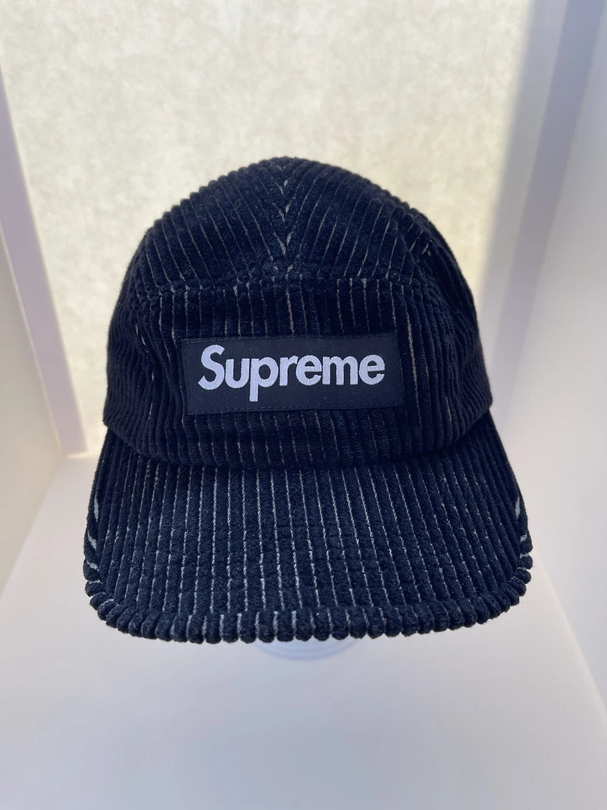 eBay 168443843574 photo 1: Supreme 2-Tone Corduroy Camp Cap In Black (SS 2023) One Size