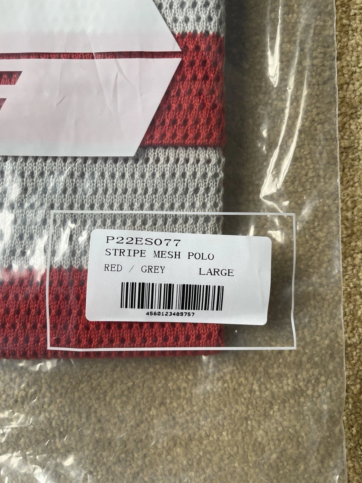 eBay 168563142526 photo 10: Palace Mesh Knit Polo Shirt In Red/Grey (SS 2022) Size L, BNWT