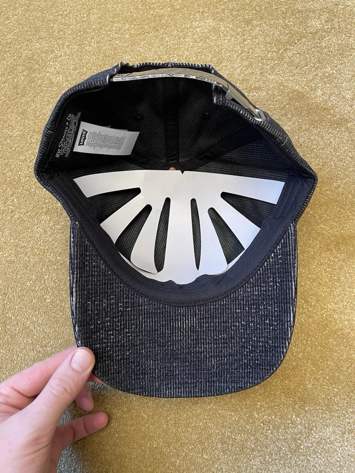 eBay 168199551441 photo 5: Levi’s Leather Patch Cord Relaxed Dad Cap In Black, BNWT