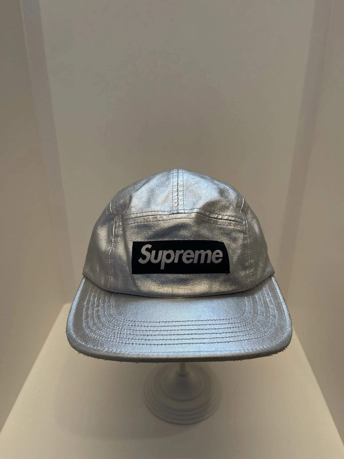 eBay 168453037612 photo 1: Men’s Supreme Washed Chino Twill Camp Cap In Silver (SS 2025) One Size