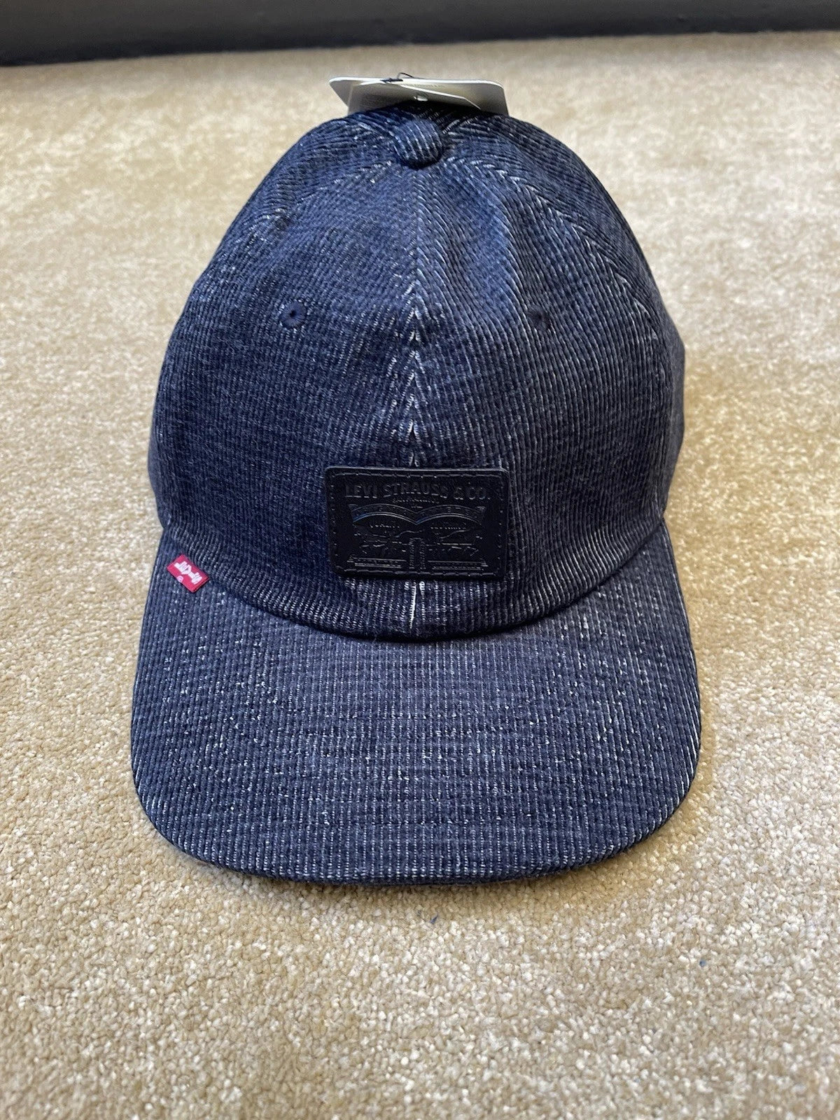 eBay 168199551441 photo 1: Levi’s Leather Patch Cord Relaxed Dad Cap In Black, BNWT