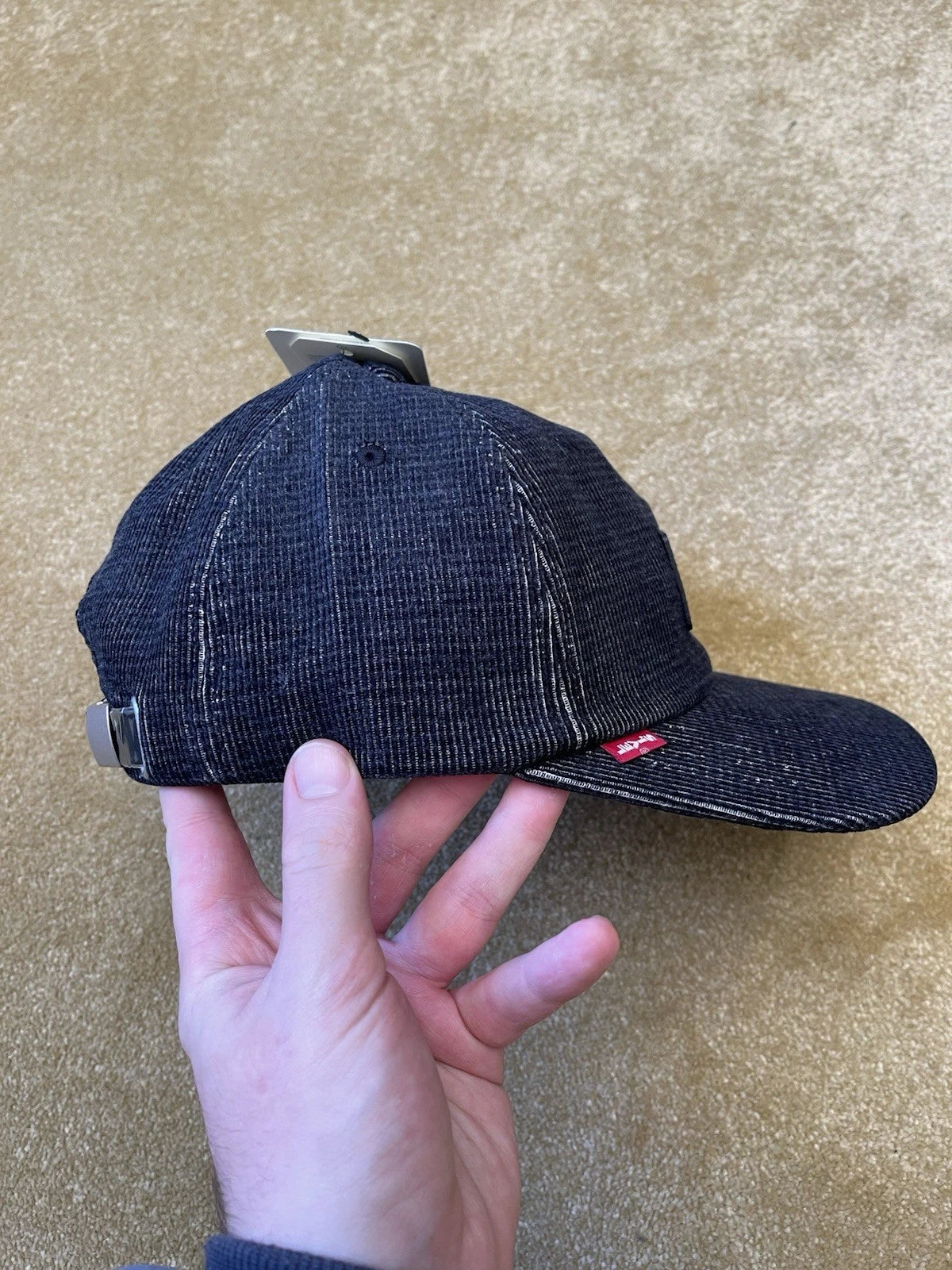 eBay 168199551441 photo 3: Levi’s Leather Patch Cord Relaxed Dad Cap In Black, BNWT