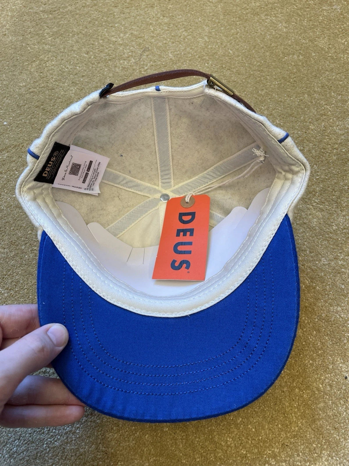 eBay 168441718904 photo 3: Deus Ex Machina Restwell Wool Cap In Cream/Blue, One Size, BNWT