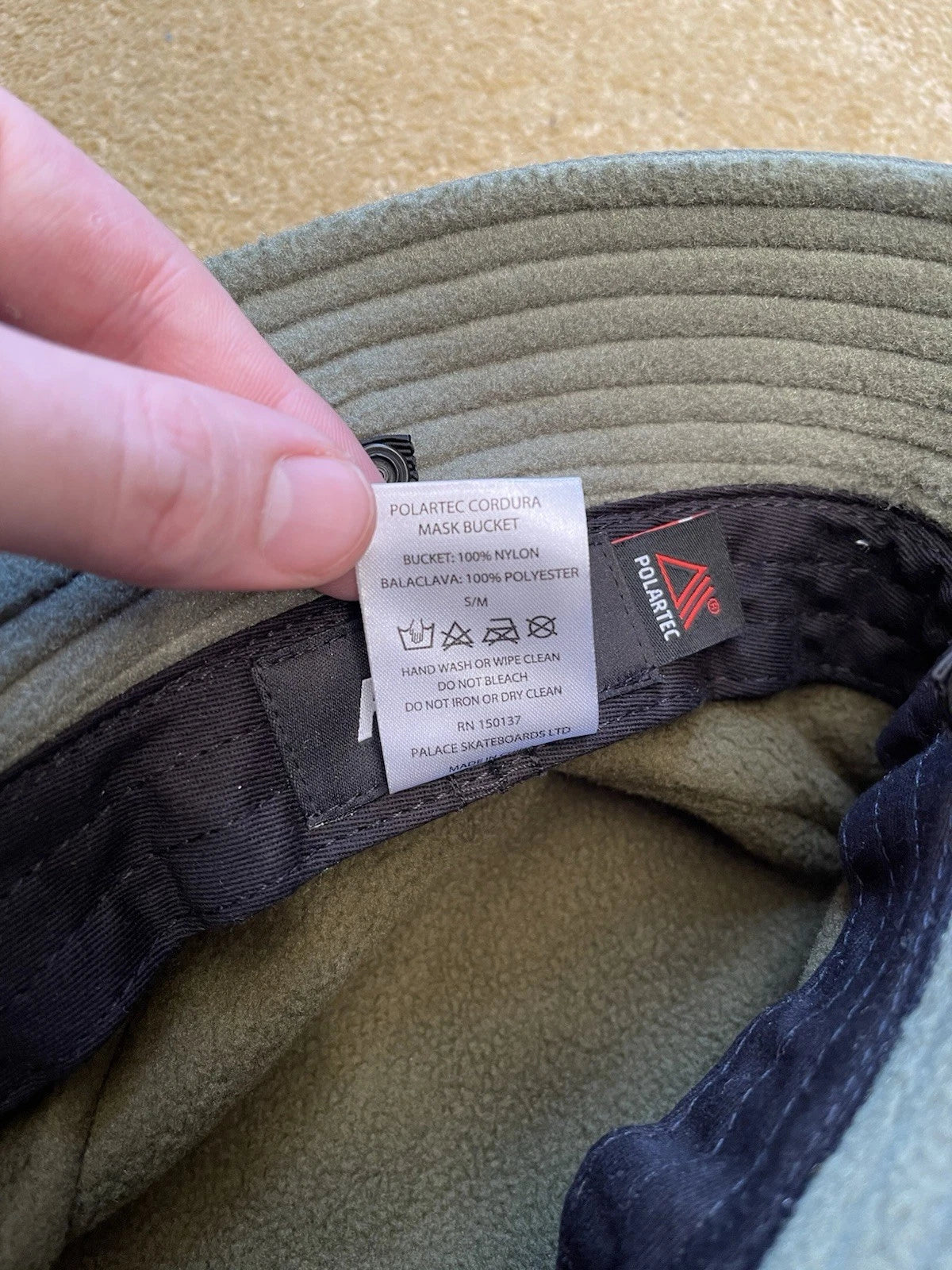 eBay 168122943417 photo 5: Men’s Palace Polartec Cordura Mask Bucket Hat in Olive Size S/M (FW 2023)