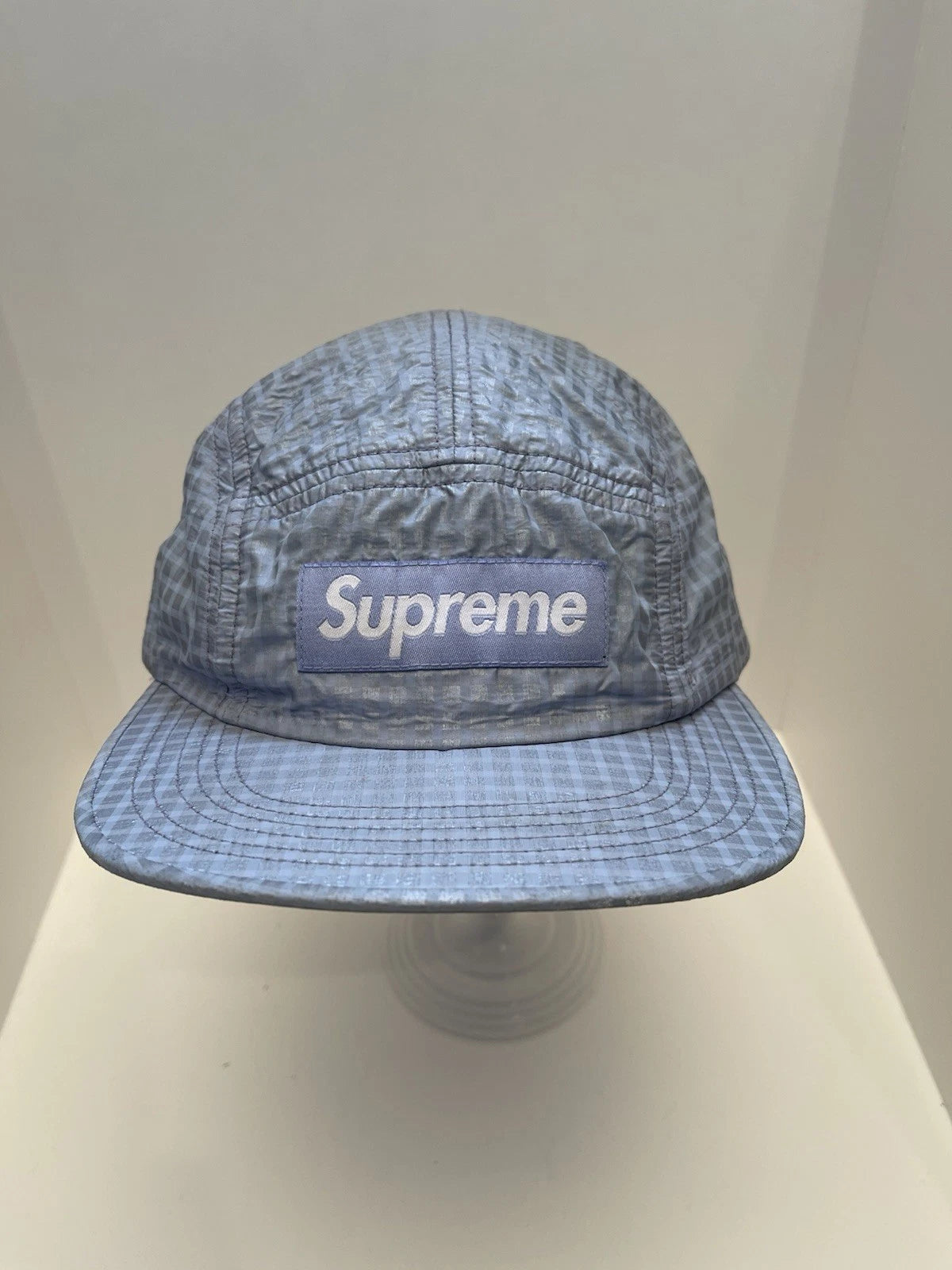 eBay 168525637993 photo 1: Supreme Metallic Check Camp Cap In Light Purple (SS 2017), One Size
