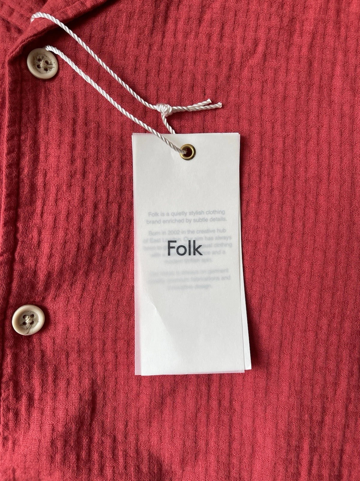 eBay 168540203011 photo 3: Men’s Folk Wilkes Short Sleeve Shirt In Washed Coral Size XL, BNWT