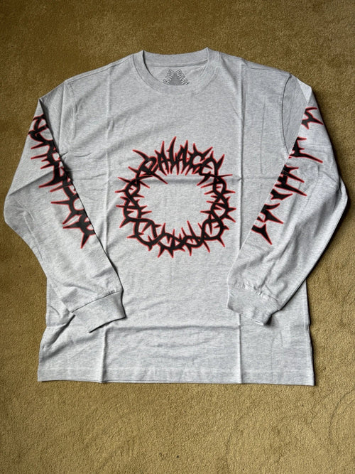 eBay 168587645285 photo 1: Palace Spiked Long Sleeve T-Shirt In Grey Marl (FW 2024) Size XL, BNWT