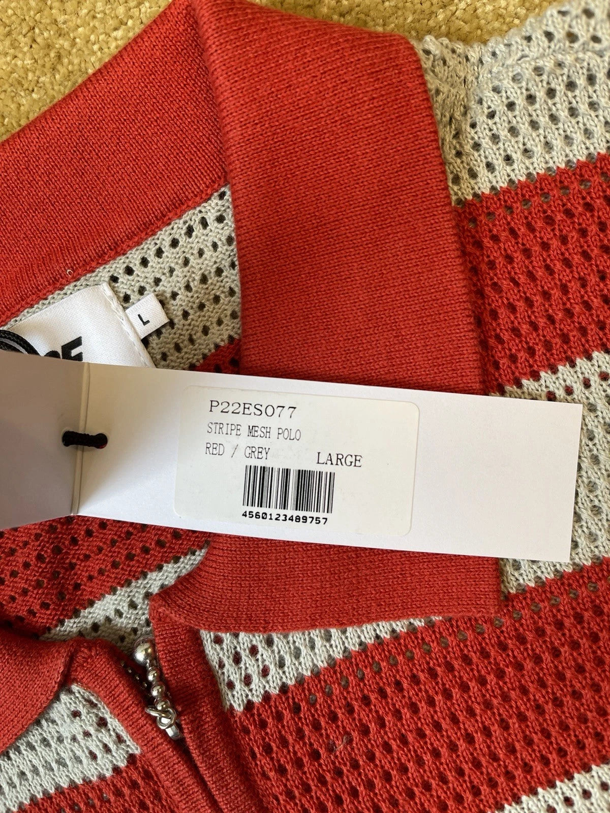 eBay 168563142526 photo 3: Palace Mesh Knit Polo Shirt In Red/Grey (SS 2022) Size L, BNWT