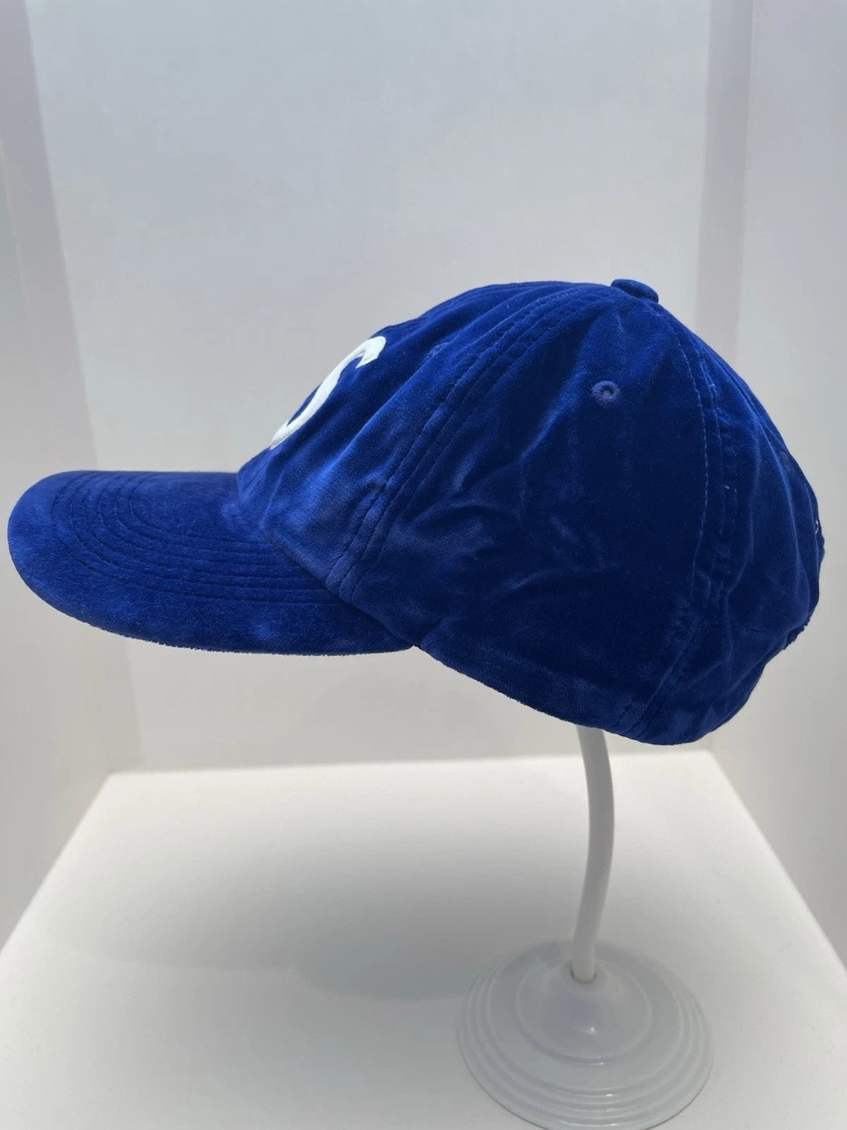 eBay 168540177610 photo 5: Supreme Velvet S Logo 6-Panel Cap In Royal Blue (FW 2020) One Size