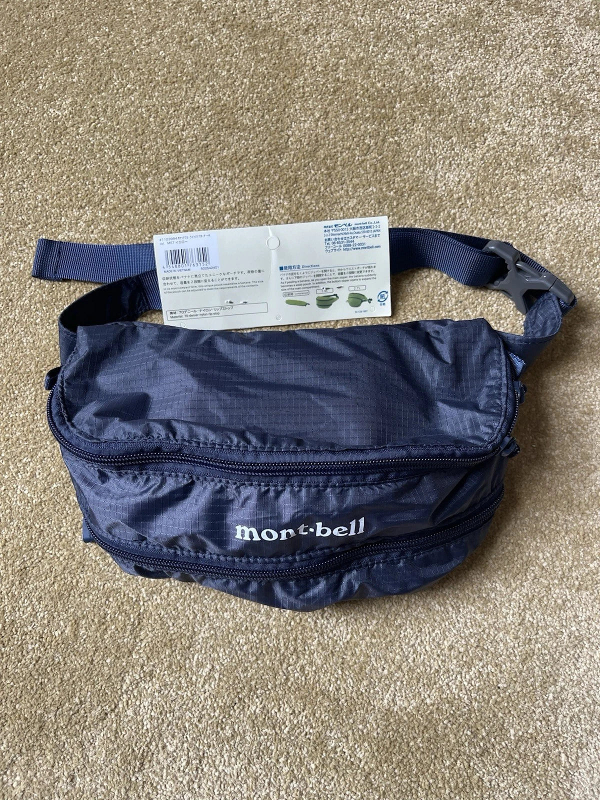 eBay 168527875596 photo 1: Men’s Montbell Pocketable Light Banana Pouch Waist Bag In Navy, BNWT