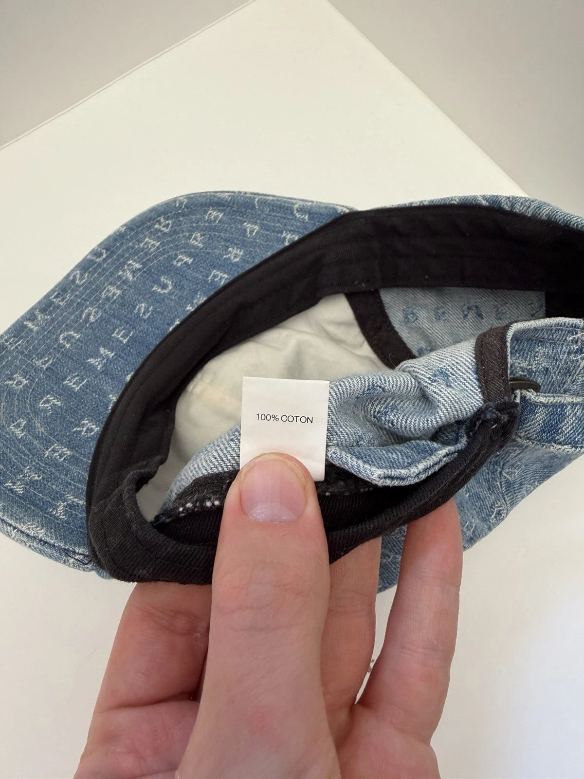 eBay 168552553336 photo 8: Supreme Jacquard Logos Denim 6-Panel Cap In Blue (SS 2020) One Size