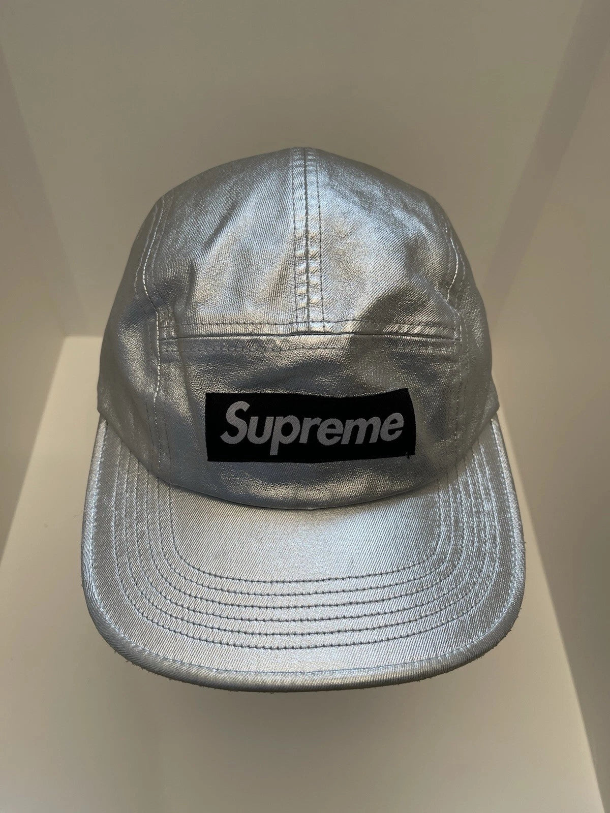 eBay 168453037612 photo 2: Men’s Supreme Washed Chino Twill Camp Cap In Silver (SS 2025) One Size