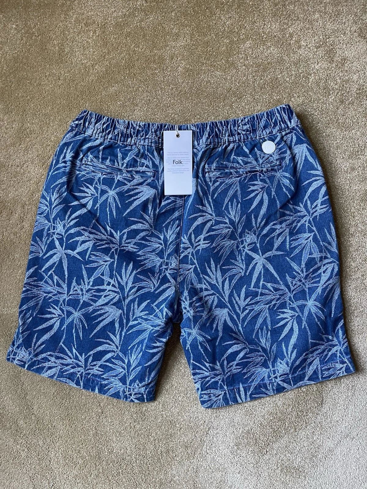 eBay 168537232662 photo 6: Men’s Folk Darwin Palm Denim Shorts In Blue Size M, BNWT