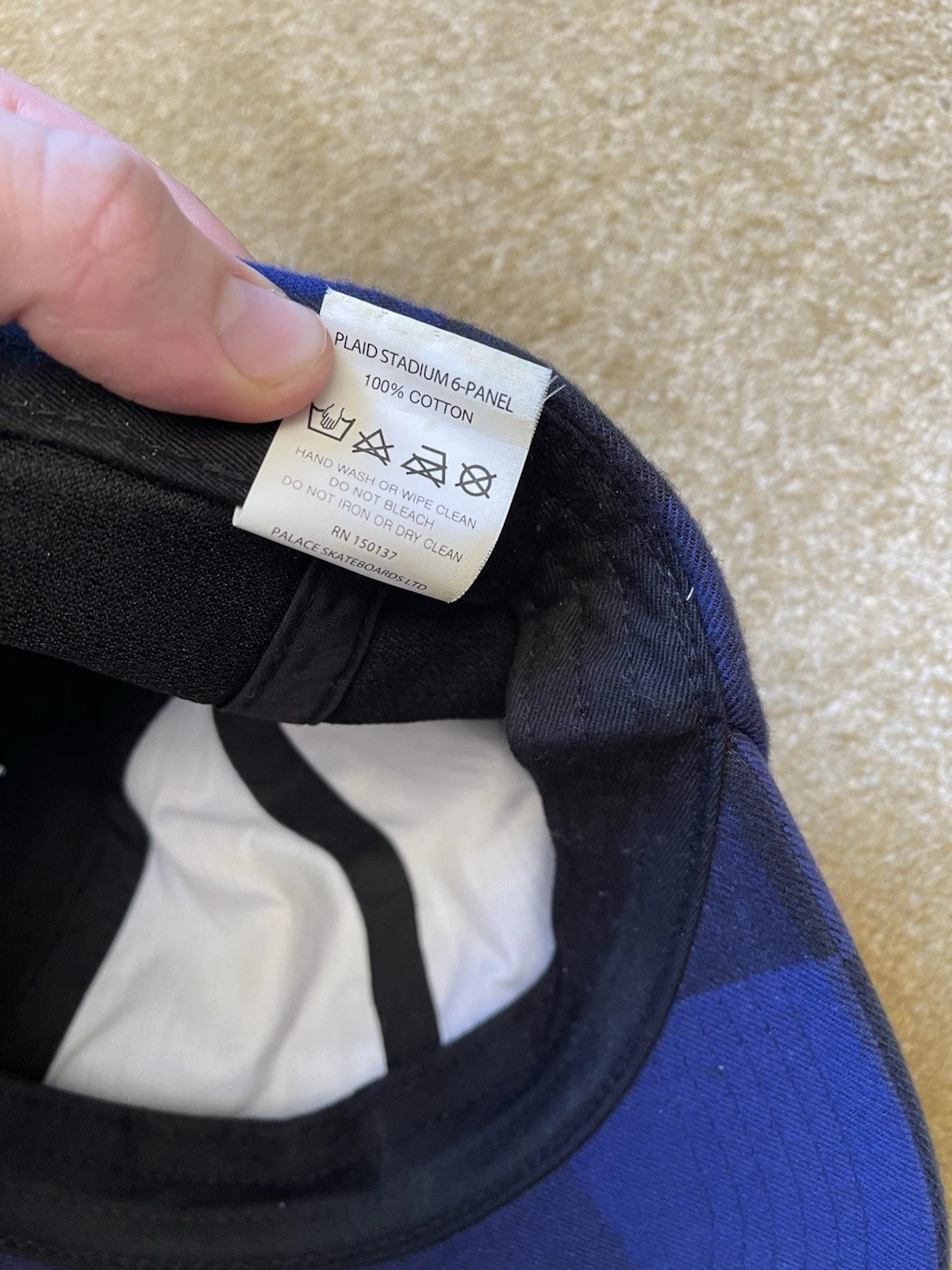 eBay 168089912533 photo 8: Men’s Palace Plaid Stadium 6-Panel Cap in Blue (FW 2020)