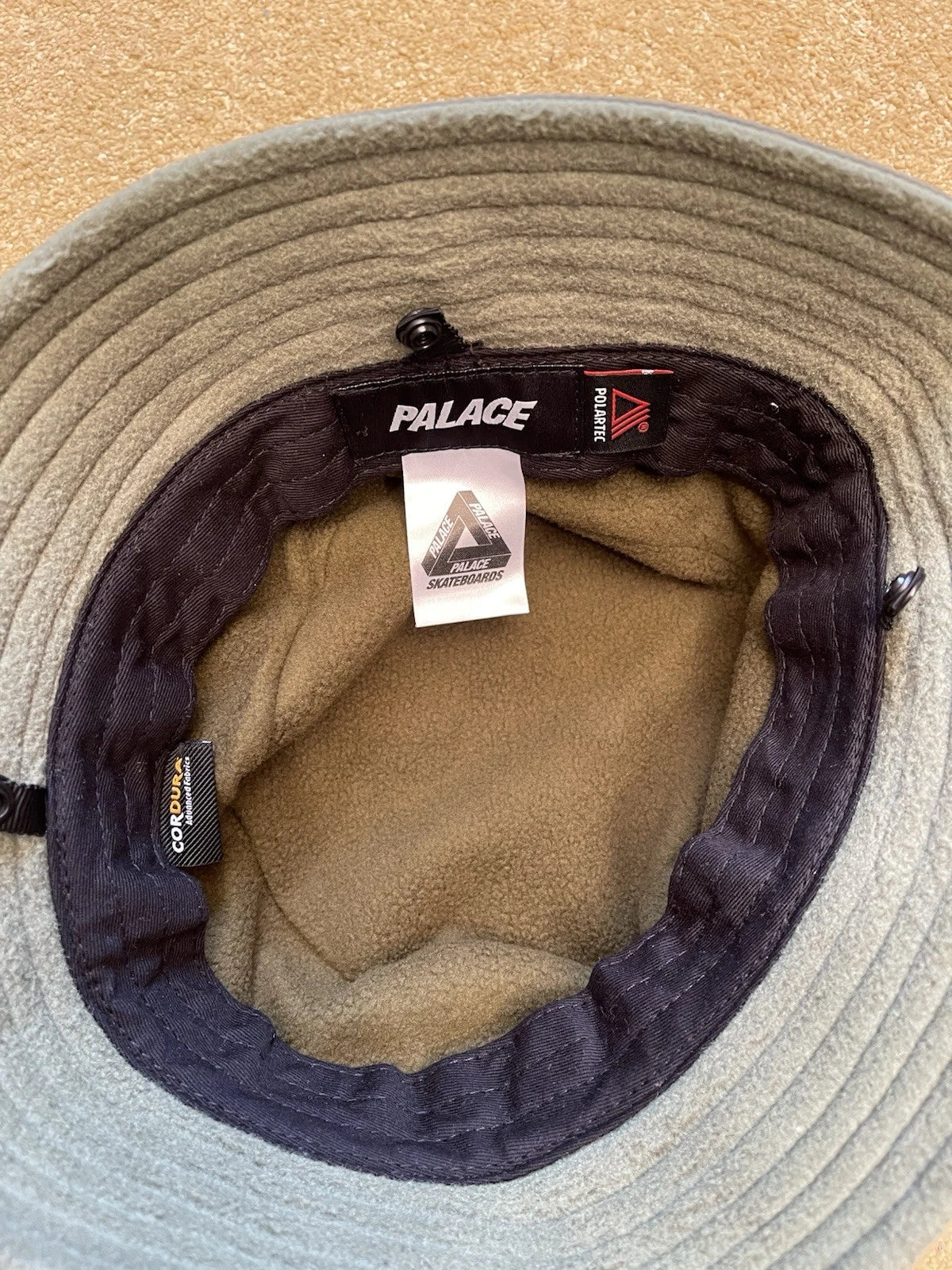 eBay 168122943417 photo 6: Men’s Palace Polartec Cordura Mask Bucket Hat in Olive Size S/M (FW 2023)