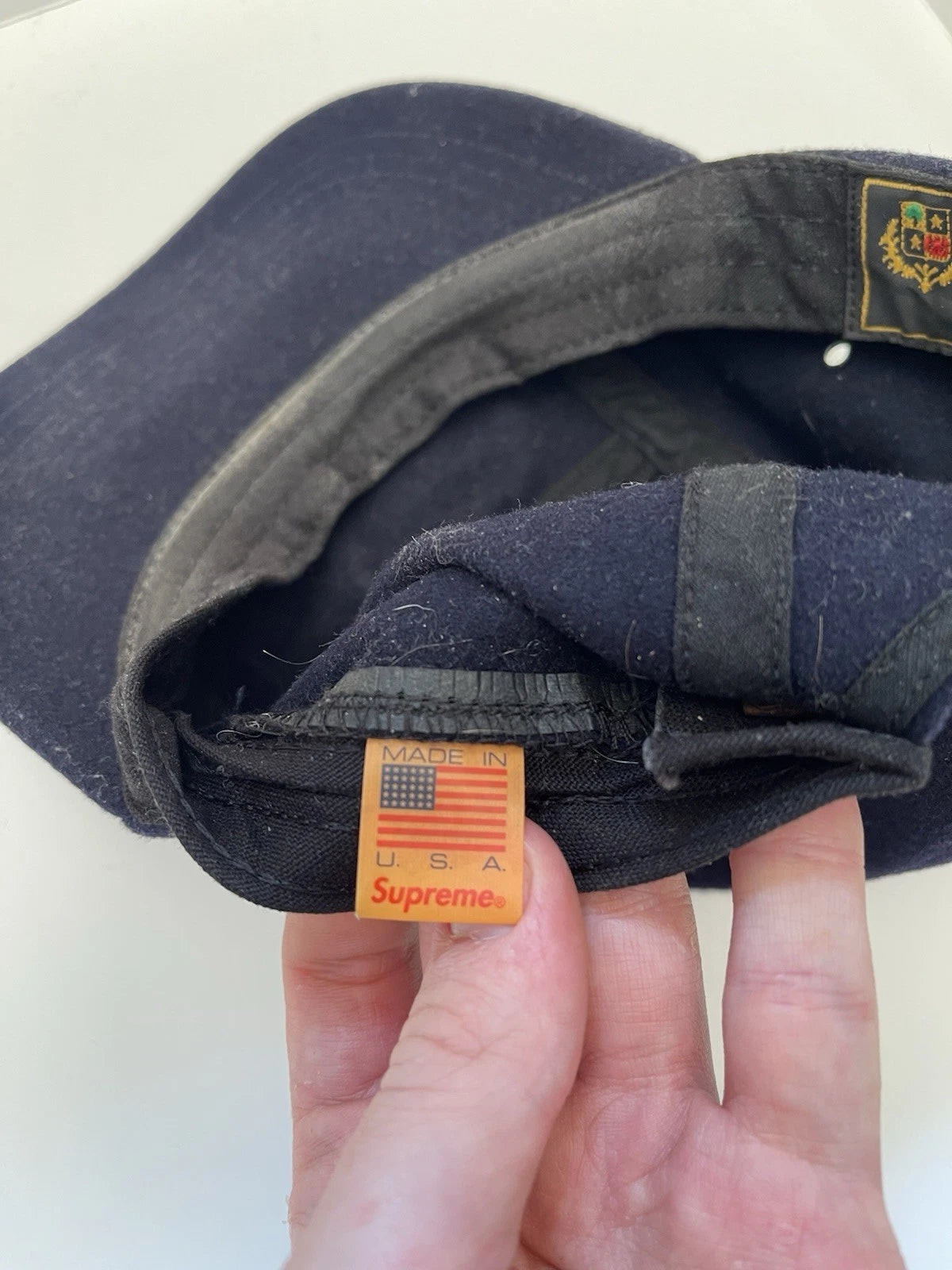 eBay 168522868414 photo 9: Supreme Loro Piana Wool Capolavoro Camp Cap In Navy (FW 2021) One Size