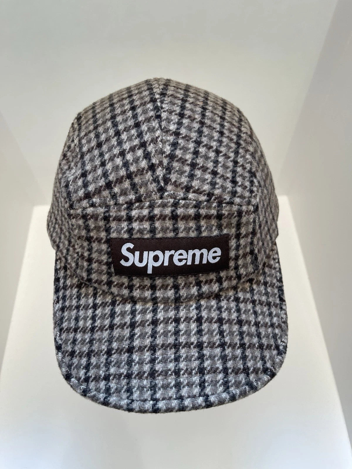 eBay 168520570678 photo 2: Supreme Houndstooth Wool Camp Cap In Brown (FW 2023) One Size