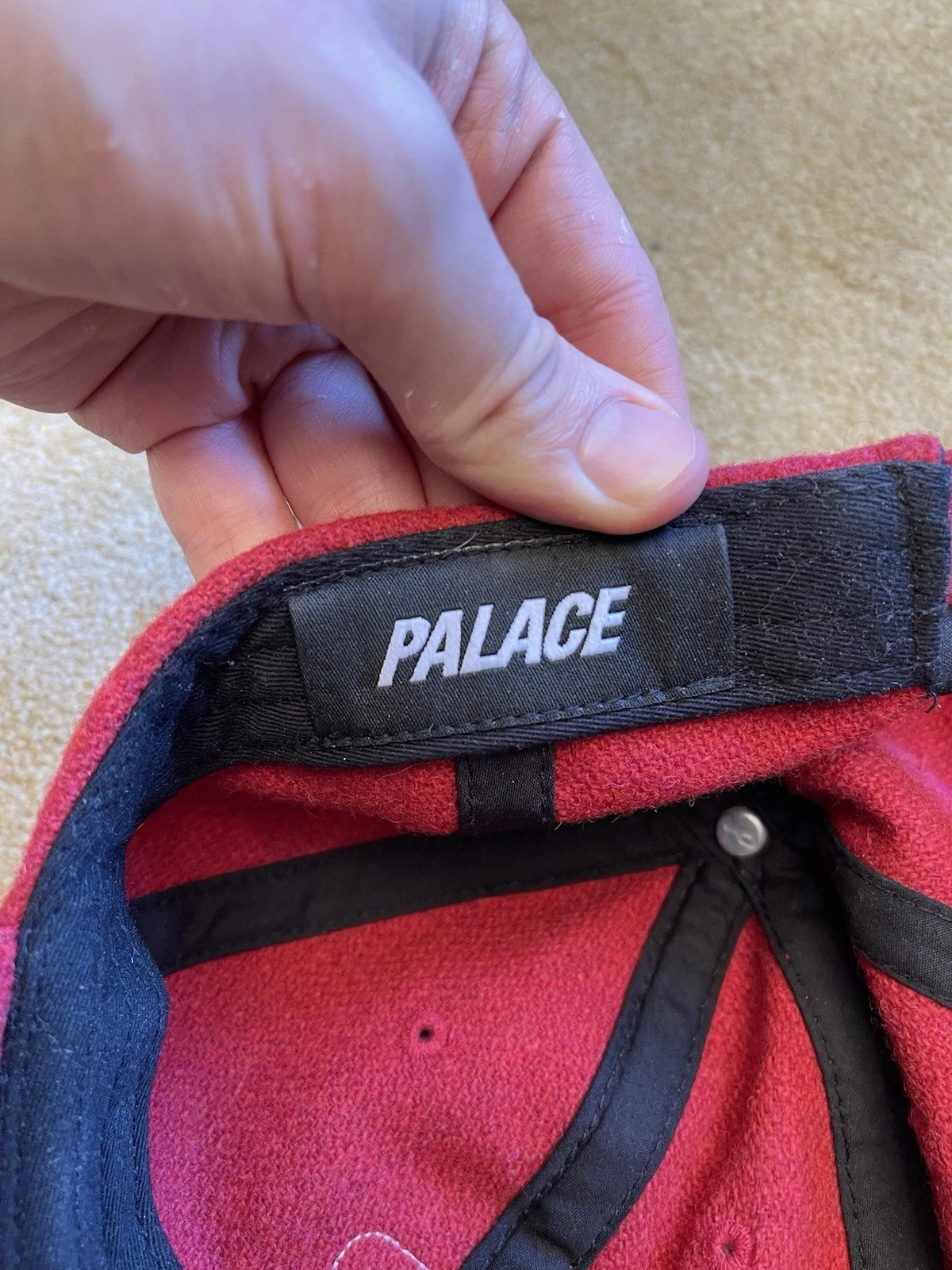 eBay 168357502863 photo 5: Men’s Palace P Wool 6-Panel Cap In Burgundy (FW 2019)