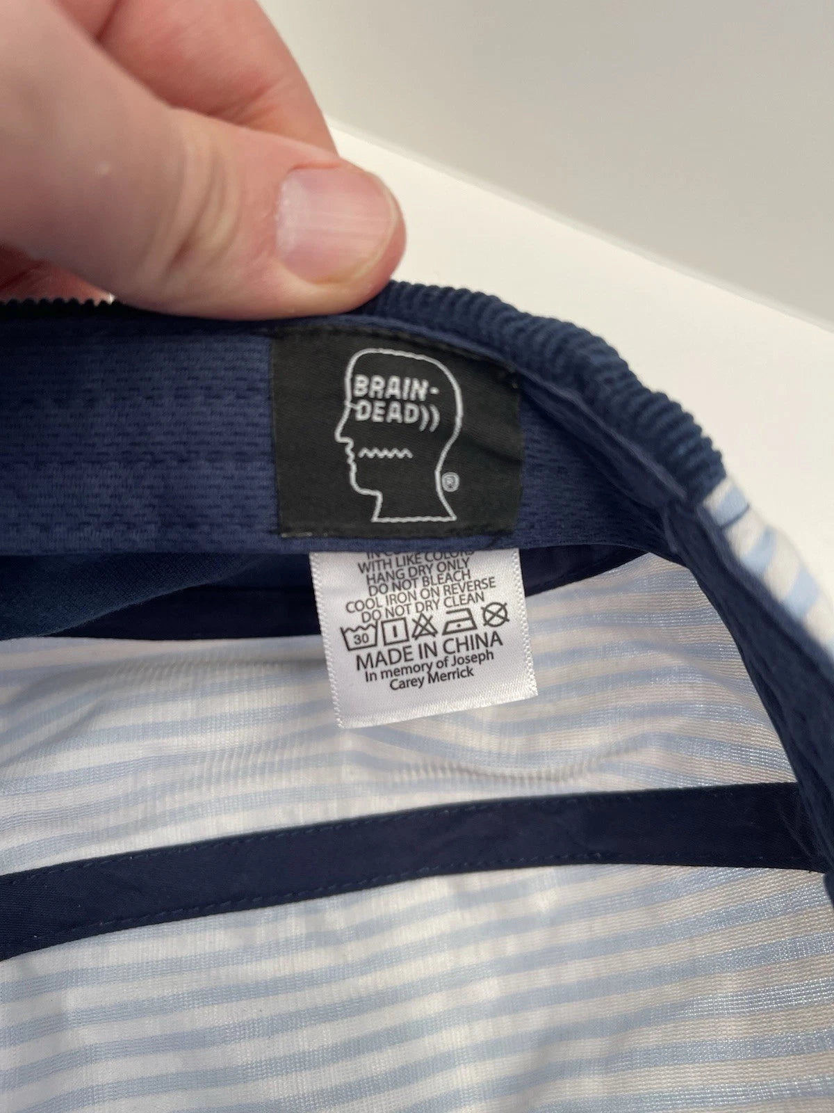 eBay 168535154748 photo 7: Brain Dead Maritime Seersucker 5-Panel Camp Cap In Blue/Navy (SS 2023) One Size