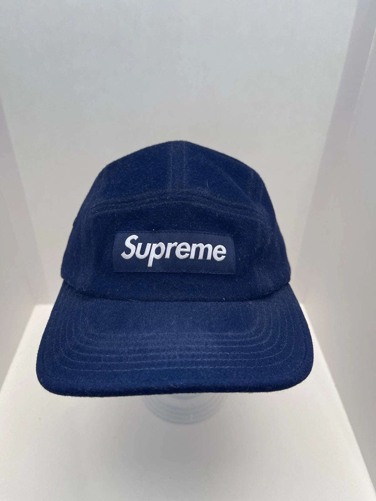 eBay 168522868414 photo 1: Supreme Loro Piana Wool Capolavoro Camp Cap In Navy (FW 2021) One Size