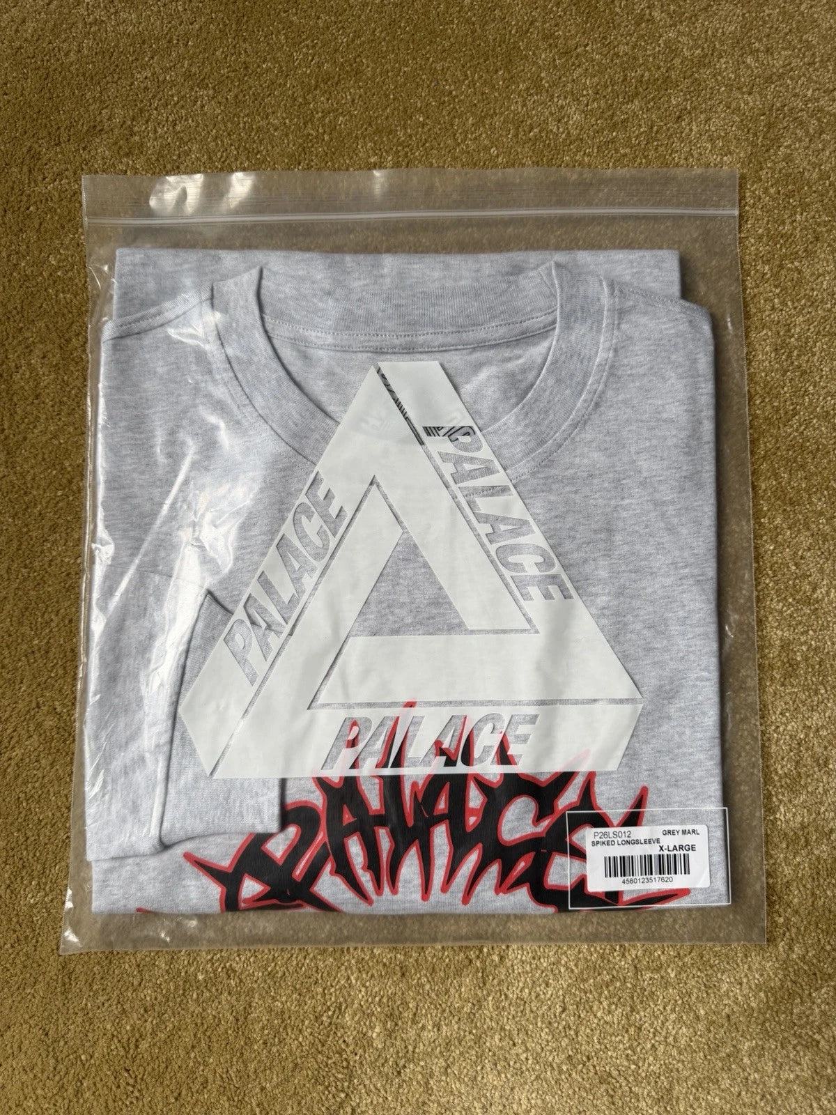 eBay 168587645285 photo 8: Palace Spiked Long Sleeve T-Shirt In Grey Marl (FW 2024) Size XL, BNWT