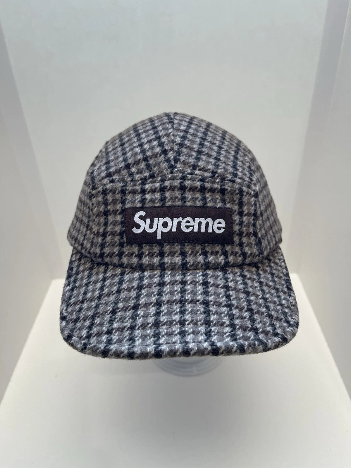 eBay 168520570678 photo 1: Supreme Houndstooth Wool Camp Cap In Brown (FW 2023) One Size