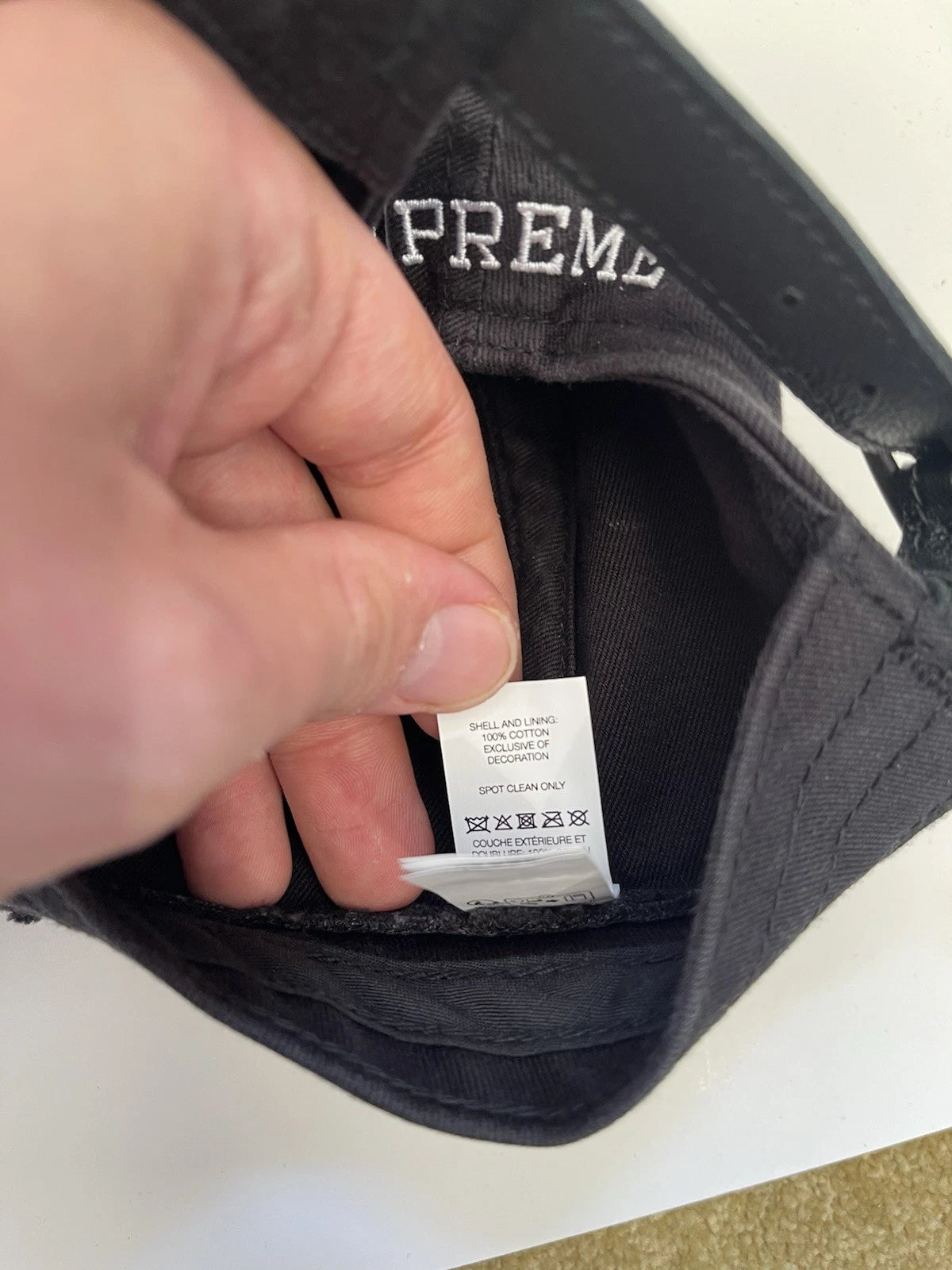eBay 168535134981 photo 9: Supreme Distressed Script 6-Panel Cap In Black (FW 2025) One Size