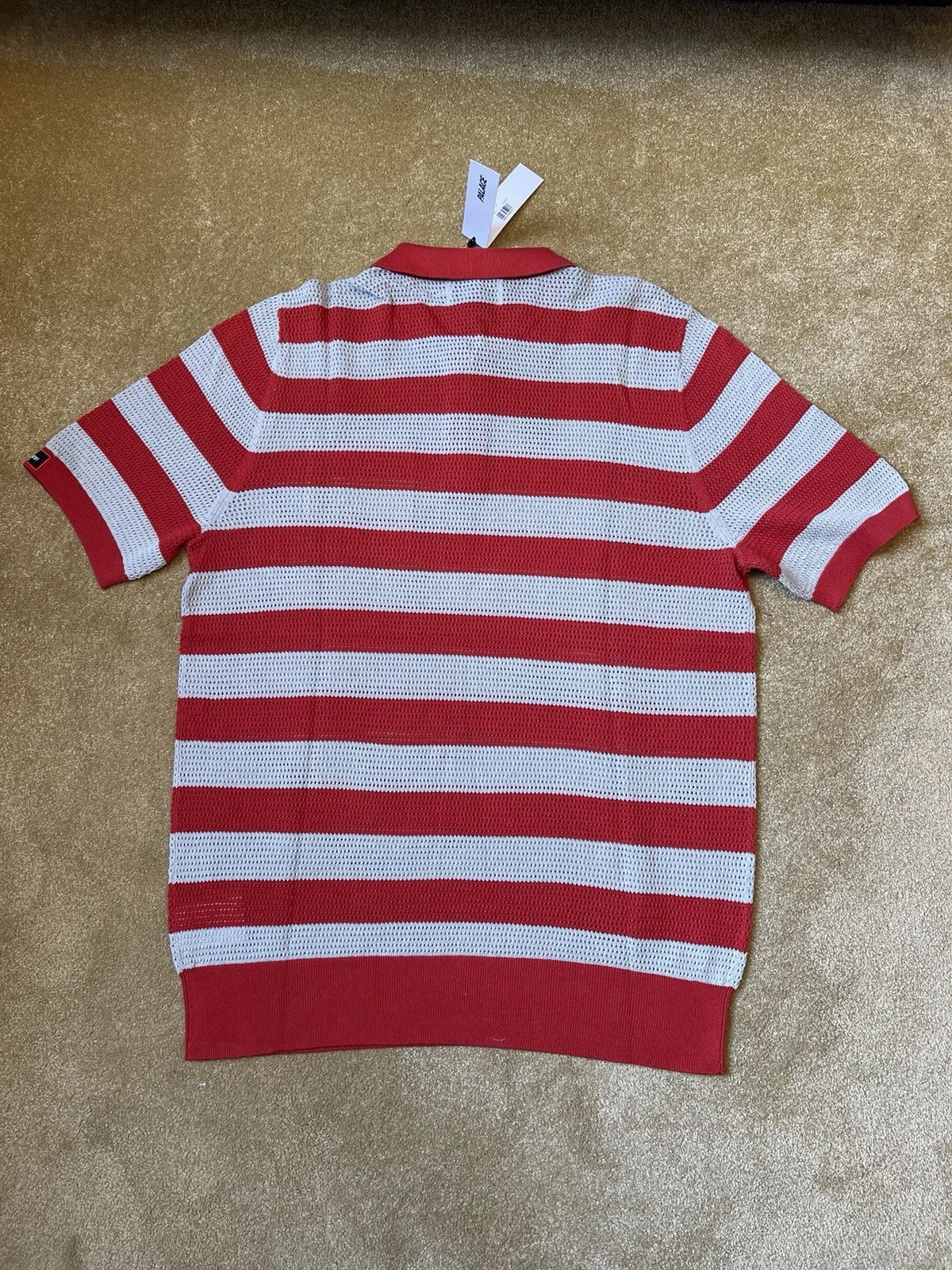 eBay 168569352031 photo 4: Palace Stripe Mesh Knit Polo In Red/Grey (SS 2022) Size M, BNWT