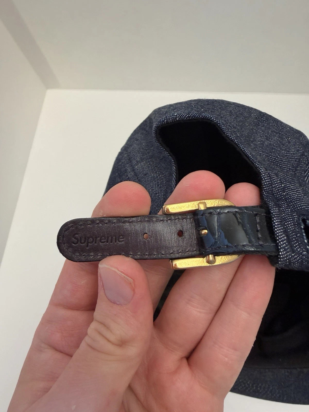 eBay 168578156992 photo 9: Supreme Denim Croc Strap Camp Cap In Indigo (FW 2014) One Size