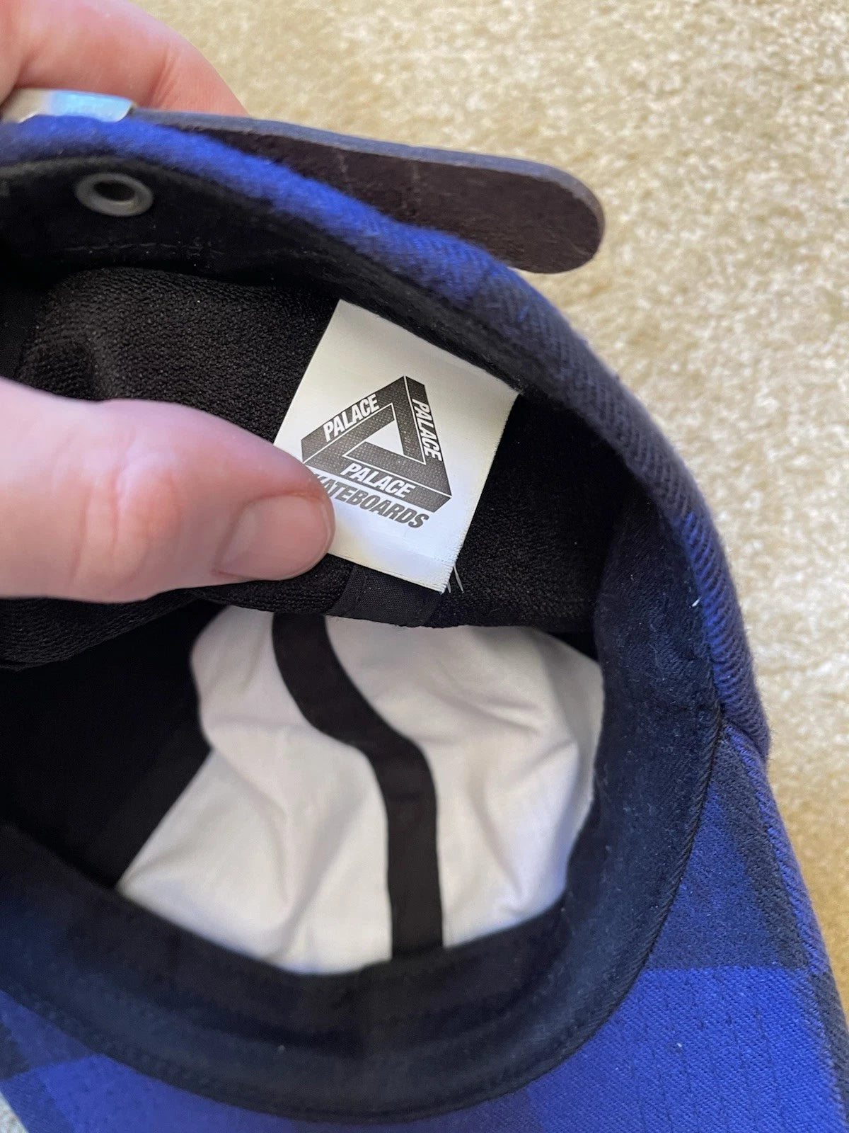 eBay 168089912533 photo 7: Men’s Palace Plaid Stadium 6-Panel Cap in Blue (FW 2020)