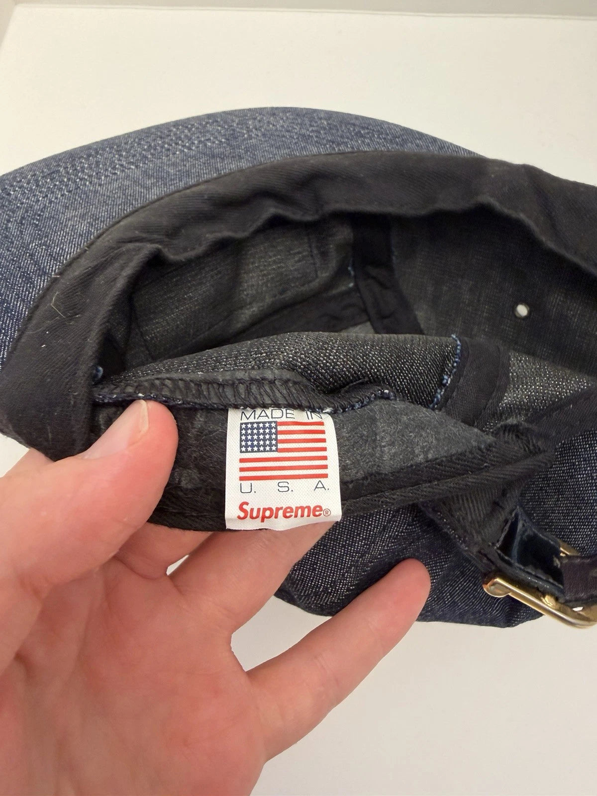 eBay 168578156992 photo 7: Supreme Denim Croc Strap Camp Cap In Indigo (FW 2014) One Size