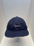 eBay 168535134981 photo 1: Supreme Distressed Script 6-Panel Cap In Black (FW 2025) One Size