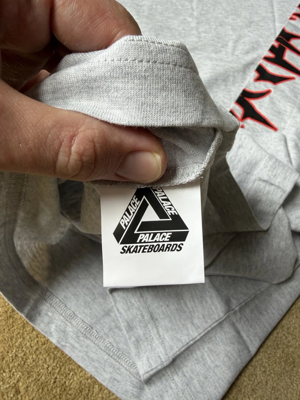 eBay 168587645285 photo 6: Palace Spiked Long Sleeve T-Shirt In Grey Marl (FW 2024) Size XL, BNWT