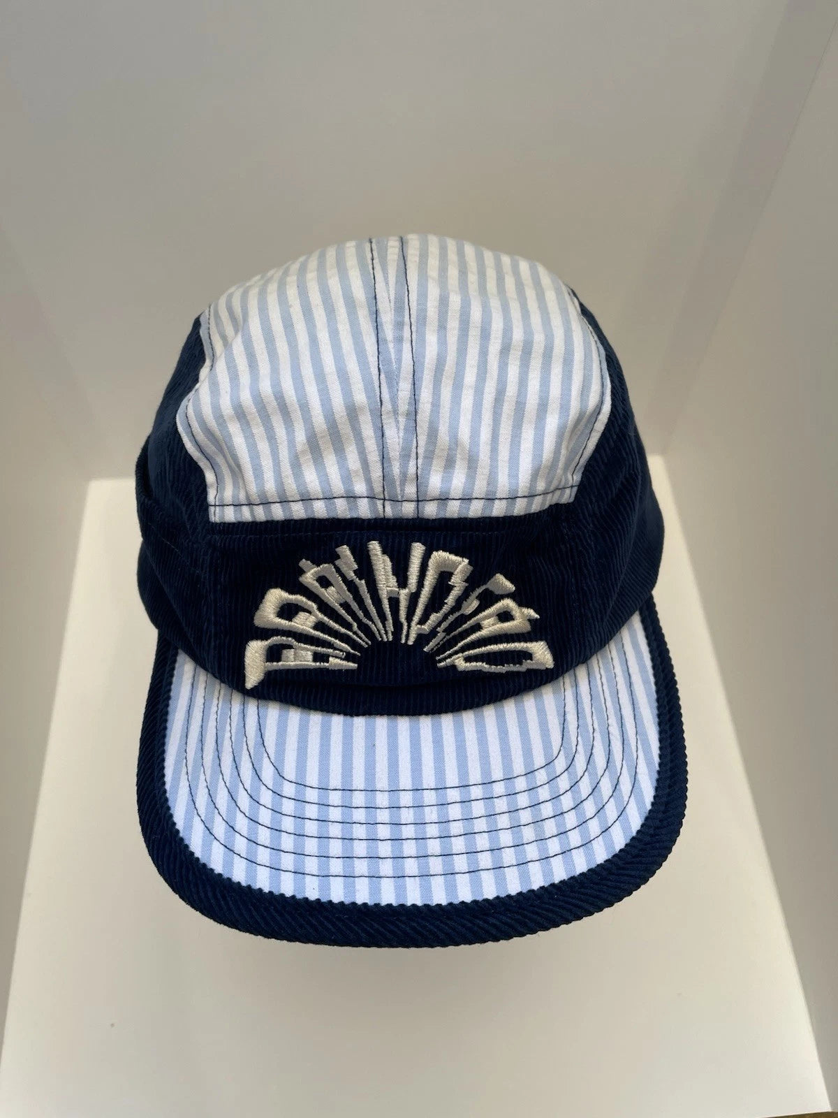 eBay 168535154748 photo 2: Brain Dead Maritime Seersucker 5-Panel Camp Cap In Blue/Navy (SS 2023) One Size